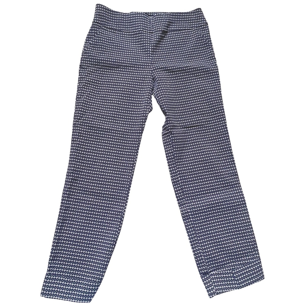 New York & Company Navy and White Cropped Patterned Pants